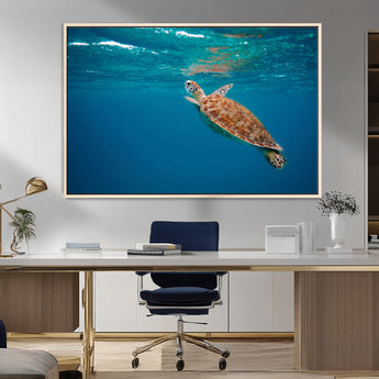 91440-MGV-CV-36X24-Sea Turtle Wall Art – Ocean Turtle Canvas Print, Underwater Marine Life Decor for Living Room, Office, Beach House or Bathroom