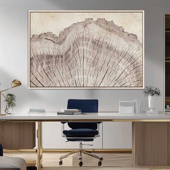 67528-MGV-FC-36X24_Natural-Wood Ring Wall Art Canvas Print, Framed Tree Ring Art Picture Print, Rustic Tree Ring Perfect Neutral Boho Decor Artwork