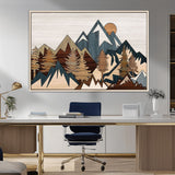 67950-MGV-CV-36X24-Modern Wood Wall Art Canvas Print, Framed Mountain Range Art Picture Print, Wood Mountain Range Perfect Rustic Decor Artwork