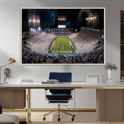 11391-MGV-CV-36X24-Penn State Stadium Wall Art – Panoramic White Out Football Game Canvas Print, College Sports Decor for Office, Man Cave, or Living
