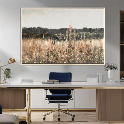 46308-MGV-FC-36X24_Natural-Wildflower Field Wall Art – Rustic Meadow Landscape Canvas Print, Country Nature Decor for Living Room, Bedroom or Farmhouse