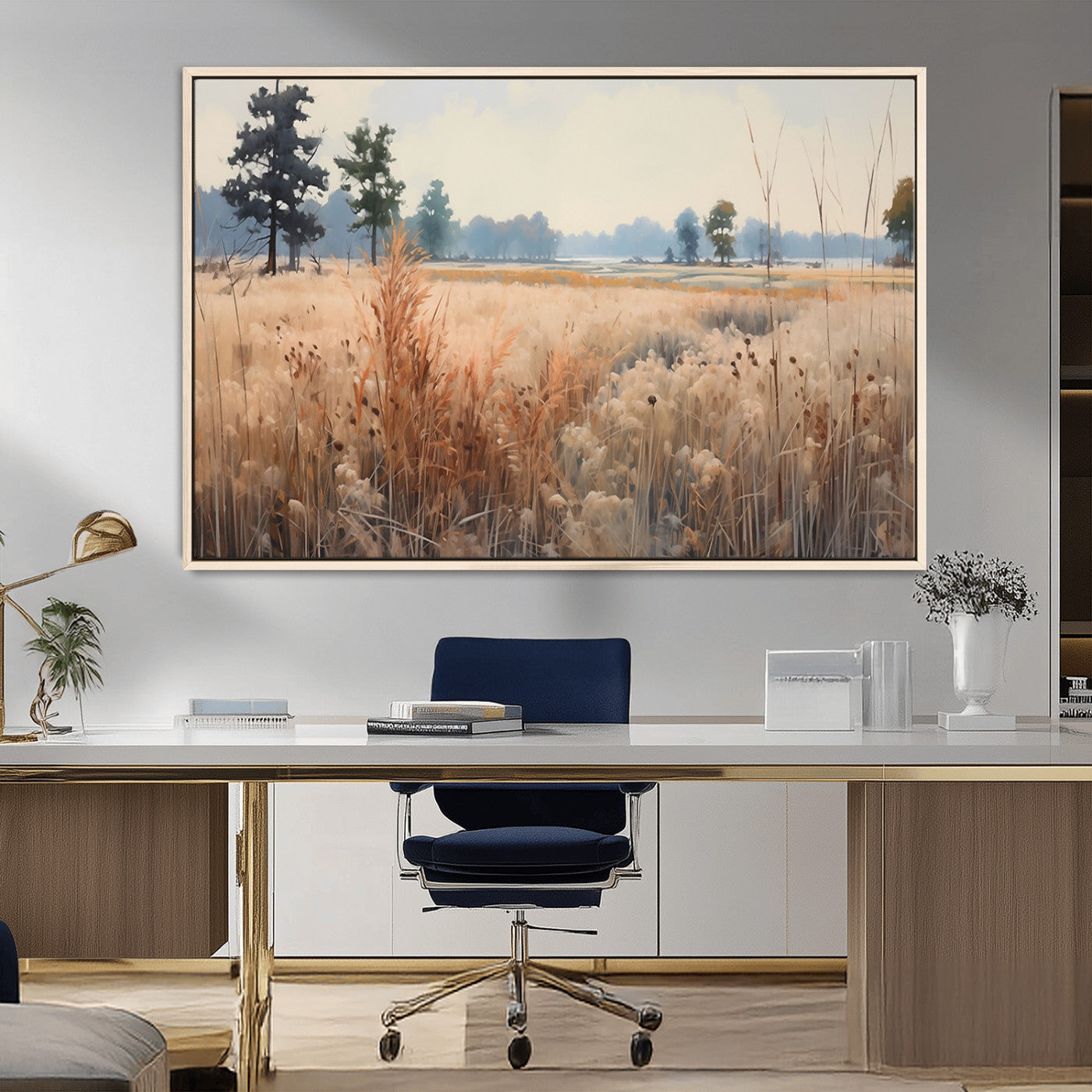 98822-MGV-CV-36X24-Autumn Meadow Wall Art – Tranquil Grassland Landscape Canvas Print, Rustic Country Decor for Living Room, Bedroom or Farmhouse