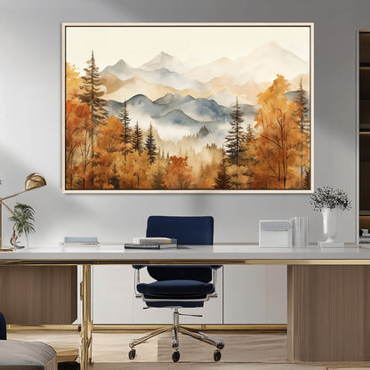 72950-MGV-FC-36X24_Natural-Autumn Mountain Forest Wall Art – Golden Fall Landscape Canvas Print, Nature-Inspired Home Decor for Living Room, Bedroom or