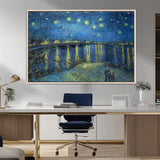 94605-MGV-FC-36X24_Natural-Starry Night Over the Rhone Wall Art – Vincent van Gogh Canvas Print, Famous Impressionist Painting for Living Room, Office