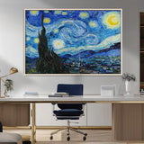 39177-MGV-FC-36X24_Natural-Starry Night Wall Art – Vincent van Gogh Famous Painting Canvas Print, Timeless Starry Sky Decor for Living Room, Bedroom or