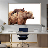 76943-MGV-CV-36X24-Mom Bear Wall Art Canvas Print, Framed Bear Photography Art Picture Print, Rustic Bear and Cub Perfect Rustic Farmhouse Decor
