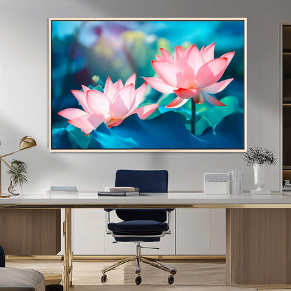 32559-MGV-FC-36X24_Natural-Lotus Flower Wall Art – Pink Water Lily Canvas Print, Tranquil Nature Decor for Living Room, Bedroom or Meditation Space