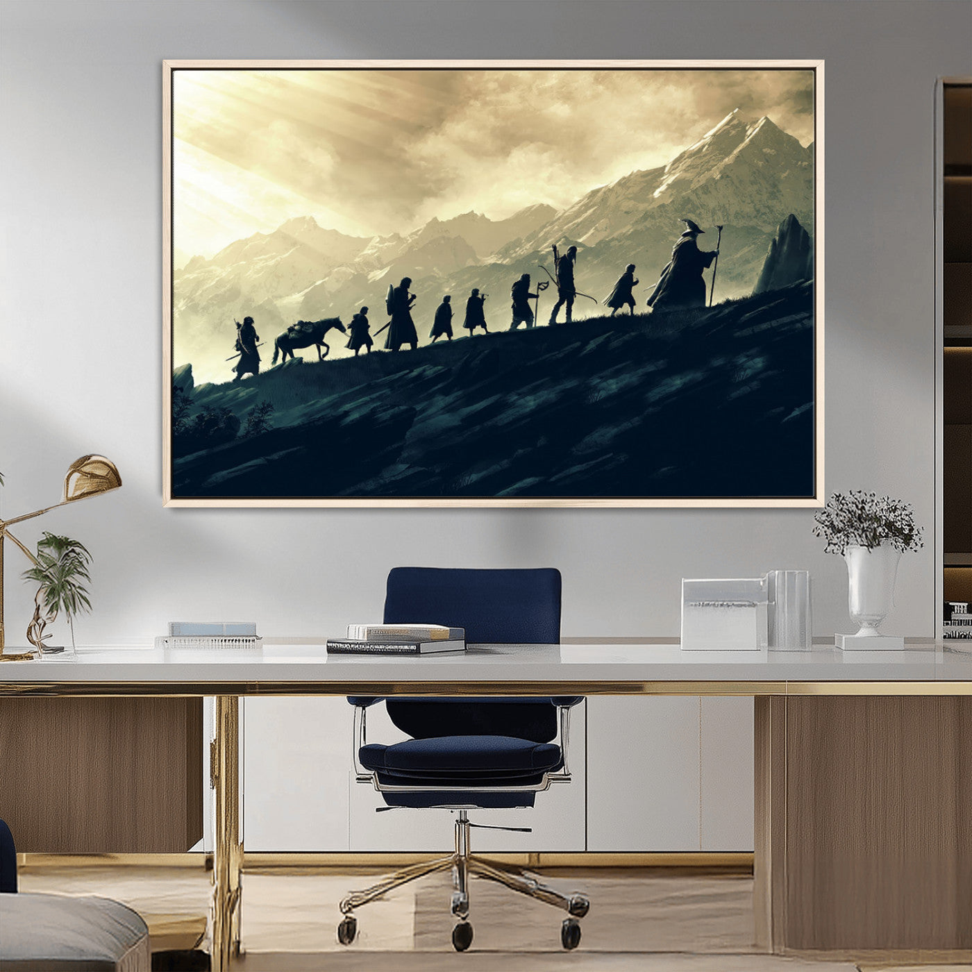 41574-MGV-FC-36X24_Natural-Fellowship Journey Wall Art – Epic Fantasy Adventure Canvas Print, Mountain Landscape Decor for Living Room, Office or Man Cave