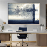 55718-MGV-CV-36X24-Surreal Cross Wall Art – Spiritual Faith Canvas Print, Abstract Christian Artwork with Modern Religious Symbol for Living Room,