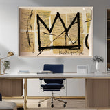 37215-MGV-FC-36X24_Natural-Abstract Crown Wall Art – Urban Graffiti Style Canvas Print Modern Street Art Design, Bold Contemporary Decor for Living Room,