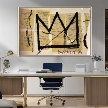 37215-MGV-FC-36X24_Natural-Abstract Crown Wall Art – Urban Graffiti Style Canvas Print Modern Street Art Design, Bold Contemporary Decor for Living Room,