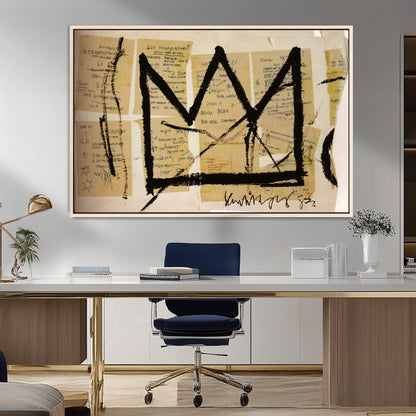 37215-MGV-FC-36X24_Natural-Abstract Crown Wall Art – Urban Graffiti Style Canvas Print Modern Street Art Design, Bold Contemporary Decor for Living Room,
