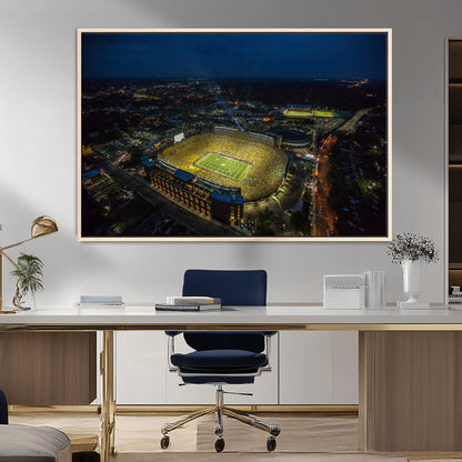 33588-MGV-CV-36X24-Football Stadium Wall Art – Aerial Night Game Canvas Print Packed Field City Lights, Sports Photography Decor for Game Room, Man
