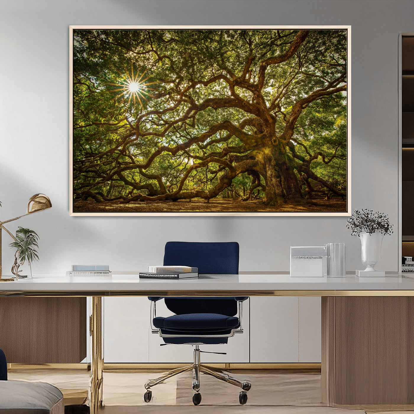57983-MGV-CV-36X24-Angel Oak Tree Wall Art Canvas Print, Framed Oak Tree Art Picture Print, Angel Oak Perfect Rustic Nature Decor Artwork
