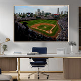 34859-MGV-CV-36X24-Wrigley Field Wall Art Canvas Print, Framed Chicago Cubs Stadium Art Picture Print, Wrigley Stadium Field Perfect Sport Room Decor