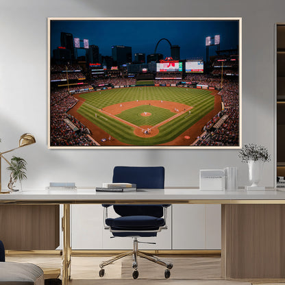 38612-MGV-CV-36X24-Busch Stadium Wall Art Canvas Print, Framed Missouri Stadium Art Picture Print, Busch Stadium Field Perfect Sports Room Decor