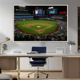 25148-MGV-CV-36X24-Baseball Stadium Wall Art – Canvas Print Night Game Packed Crowd Bright Lights Sports Photography, Dynamic Decor for Game Room,