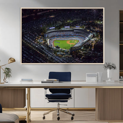 16515-MGV-CV-36X24-Dodgers Stadium Wall Art Canvas Print, Framed Baseball Stadium Art Picture Print, Dodgers Field Perfect Sport Room Decor Artwork