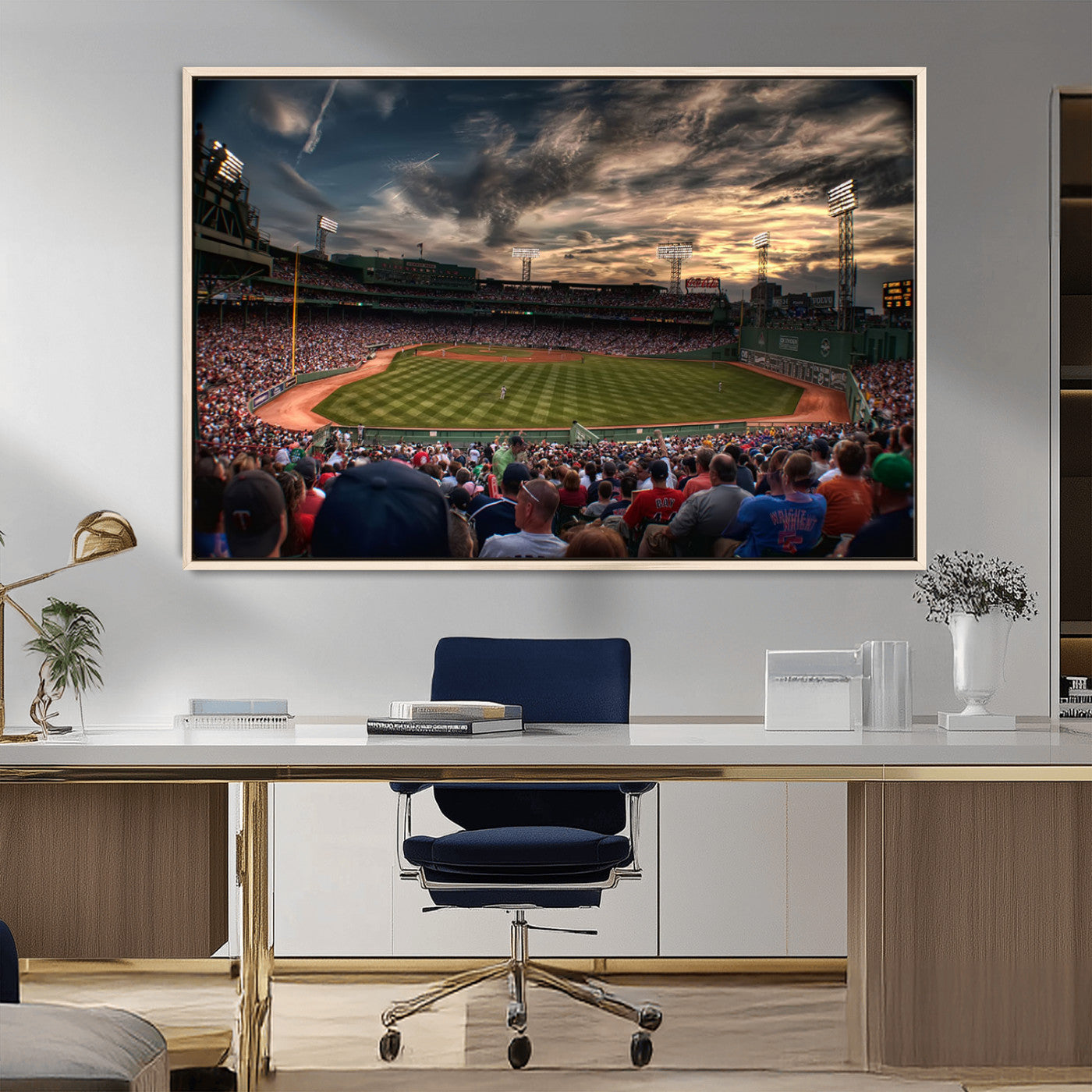 53432-MGV-FC-36X24_Natural-Fenway Park Stadium Wall Art Canvas Print, Framed Boston Baseball Stadium Art Picture Print, Massachusetts Fenway Park Perfect