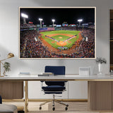 47365-MGV-FC-36X24_Natural-Fenway Park Stadium Wall Art Canvas Print, Framed Boston Baseball Stadium Art Picture Print, MLB Stadium Field Perfect Sport Room