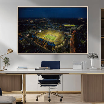 52519-MGV-CV-36X24-Michigan Football Stadium Wall Art Canvas Print, Framed Michigan Stadium Art Picture Print, Michigan Wolverines Field Perfect