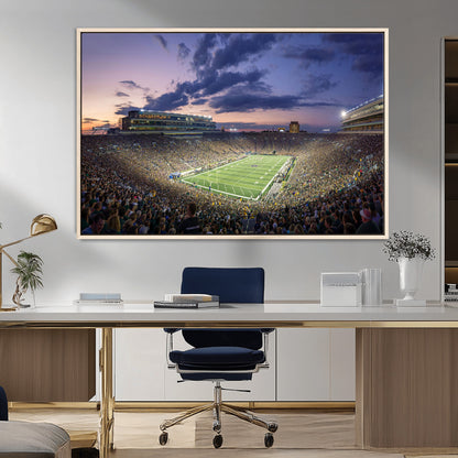 50825-MGV-CV-36X24-Notre Dame Stadium Wall Art Canvas Print, Framed Indiana Stadium Art Picture Print, Football Stadium Perfect Sports Room Decor