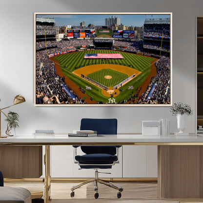 20879-MGV-CV-36X24-Yankee Stadium Wall Art Canvas Print, Framed New York Stadium Art Picture Print, Yankee Field Perfect Sport Room Decor Artwork