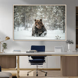 43350-MGV-FC-36X24_Natural-Wild Bear in Snow Wall Art – Majestic Wildlife Photography Print, Winter Forest Nature Decor for Cabin, Lodge, Rustic Home,