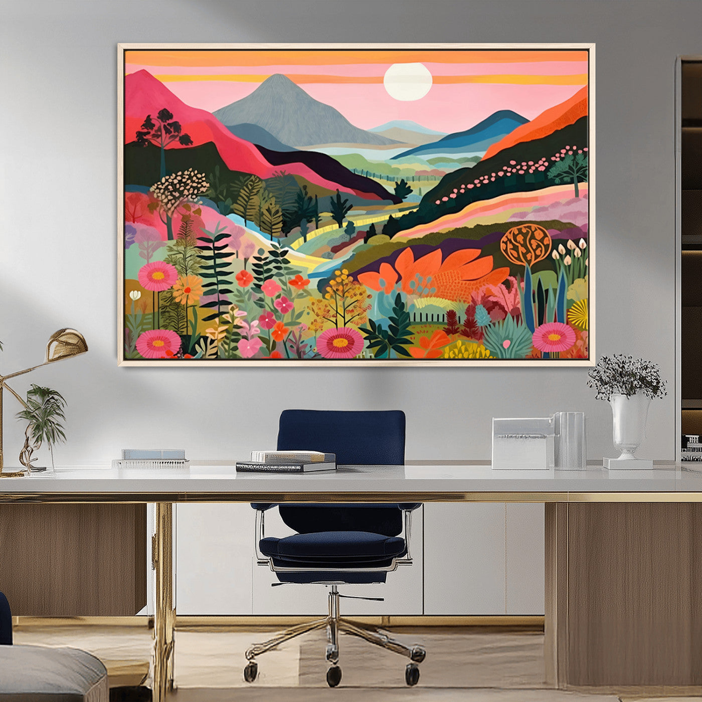 61376-MGV-FC-36X24_Natural-Floral Valley Wall Art – Panoramic Mountain Landscape Canvas Print, Vibrant Nature Decor for Living Room, Office, or Bedroom