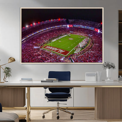 11343-MGV-FC-36X24_Natural-Bryant-Denny Stadium Wall Art – Panoramic Alabama Crimson Tide Football Field Canvas Print, Game Day Decor for Office, Man Cave or