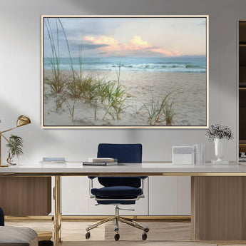 Test1001-MGV-FC-36X24_Natural-Coastal Beach Wall Art – Panoramic Ocean Waves and Sandy Dunes Canvas Print, Serene Seascape with Sea Oats for Relaxing Home or