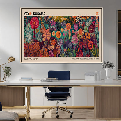 51280-MGV-CV-36X24-Abstract Yayoi Kusama Wall Art Canvas Print, Framed Japanese Wabi Sabi Art Picture Print, Yayoi Kusama Perfect Abstract Modern