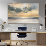 45544-MGV-CV-36X24-Ocean Sunset Wall Art – Serene Seascape Canvas Print with Golden Sky and Calm Water, Coastal Beach Artwork for Living Room,