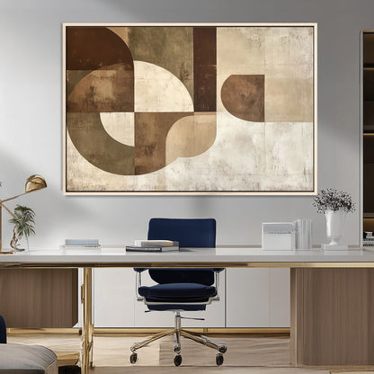59767-MGV-FC-36X24_Natural-Abstract Geometric Shapes Wall Art – Modern Minimalist Canvas Print, Neutral Brown Beige Tan Artwork for Living Room, Bedroom,