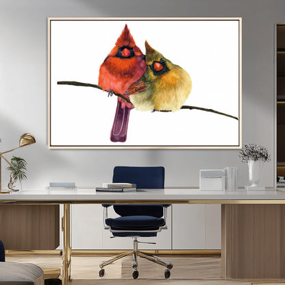 67752-MGV-CV-36X24-Cardinal Couple Wall Art – Male and Female Cardinal Canvas Print, Romantic Bird Artwork for Nature Lovers, Living Room, Bedroom,