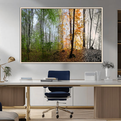 95317-MGV-FC-36X24_Natural-Four Seasons Forest Wall Art – Panoramic Nature Canvas Print Showing Spring, Summer, Autumn and Winter Landscape for Living Room,