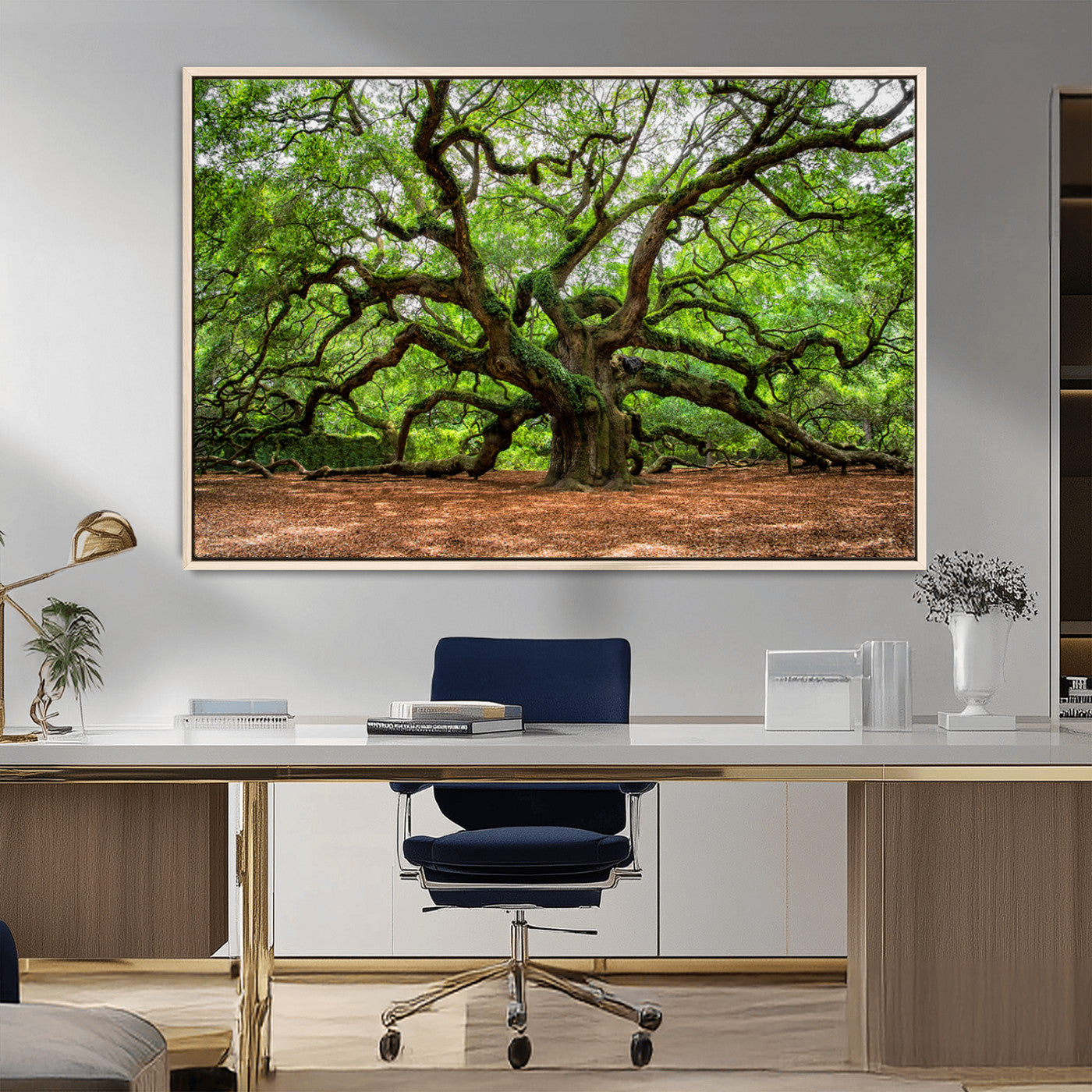 51255351-MGV-FC-36X24_Natural-Ancient Tree Wall Art – Majestic Oak Canvas Print, Large Nature Photography, Sacred Forest Landscape Wall Décor, Wisdom Tree