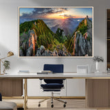51582565-MGV-FC-36X24_Natural-Mountain Sunrise Panorama Wall Art – Scenic Landscape Canvas Print, Hiking Adventure Nature Photography, Large Mountain Range Wall