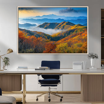 86772247-MGV-CV-36X24-Autumn Mountains Wall Art Canvas Print, Framed Fall Foliage Art Picture Print, Vibrant Hills Perfect Vibrant Nature Decor Artwork
