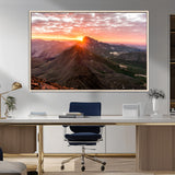 50957419-MGV-CV-36X24-Mountain Sunrise Wall Art Canvas Print, Framed Alpine Ridge Art Picture Print, Mountain Range Perfect Vibrant Rustic Decor Artwork