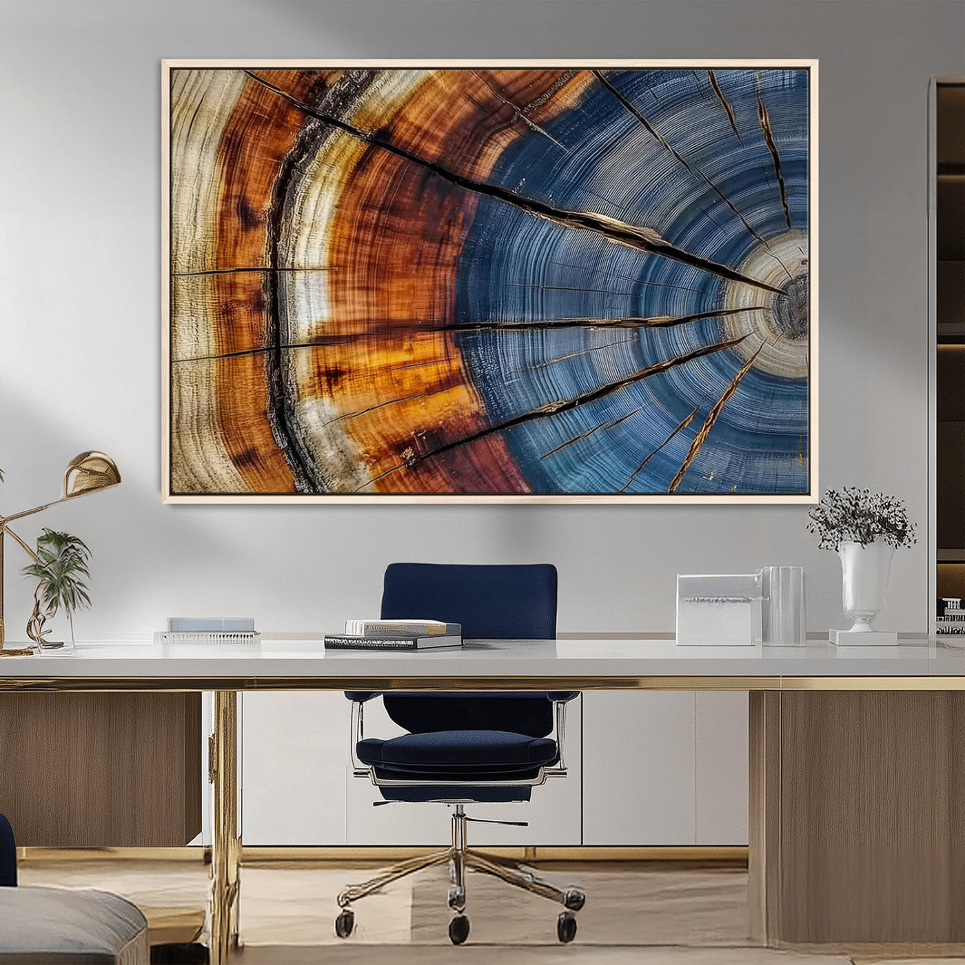 96890915-MGV-FC-36X24_Natural-Abstract Tree Ring Wall Art – Rustic Nature Canvas Print with Wood Grain Texture, Modern Earth Tone Artwork for Office, Living