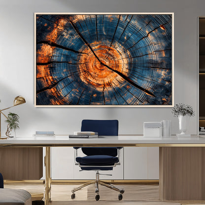 81894502-MGV-FC-36X24_Natural-Burnt Wood Wall Art Canvas Print, Framed Aged Timber Art Picture Print, Rustic Tree Slice Perfect Rustic Decor Artwork for Home,