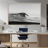 24029476-MGV-CV-36X24-Black Wave Wall Art Canvas Print, Framed Abstract Surf Art Picture Print, Minimalist Ocean Perfect Minimalist Coastal Decor