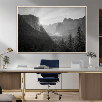 39278955-MGV-CV-36X24-Yosemite Valley Wall Art Canvas Print, Framed El Capitan Art Picture Print, Misty Mountain Perfect Modern Rustic Decor Artwork