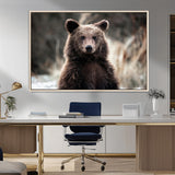 47112103-MGV-CV-36X24-Brown Bear Wall Art Canvas Print, Framed Forest Wildlife Art Picture Print, Woodland Bear Perfect Rustic Cabin Decor Artwork