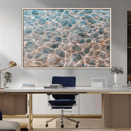 26580287-MGV-CV-36X24-Clear Water Wall Art Canvas Print, Framed Sunlit Ripples Art Picture Print, Ocean Texture Perfect Modern Coastal Decor Artwork