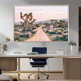 12540952-MGV-FC-36X24_Natural-Joshua Tree Park Wall Art Canvas Print, Framed Desert Road Art Picture Print, Sunset Drive Perfect Southwestern Boho Decor Artwork