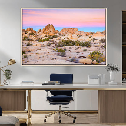 96167137-MGV-CV-36X24-Vibrant Sunset Sky Wall Art Canvas Print, Framed Joshua Tree Art Picture Print, Rugged Terrain Perfect Southwestern Boho Decor