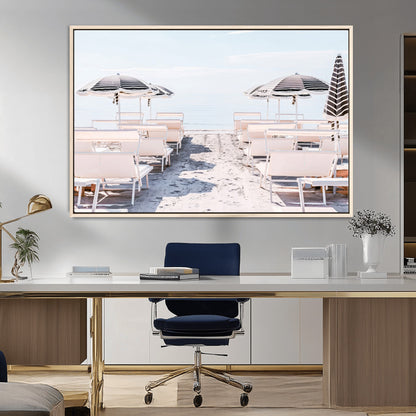 67623952-MGV-CV-36X24-Minimalist Beach Wall Art Canvas Print, Framed Pastel Sand Art Picture Print, Beach Aesthetic Perfect Coastal Minimalist Decor