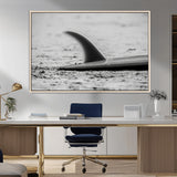 62314230-MGV-CV-36X24-Black White Surfboard Wall Art Canvas Print, Framed Minimalist Beach Art Picture Print, Surf Fin Perfect Minimalist Coastal Decor